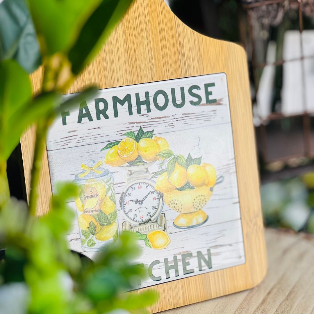 Tábua Decorativa Lemon Farmhouse Kitchen - 32x19cm