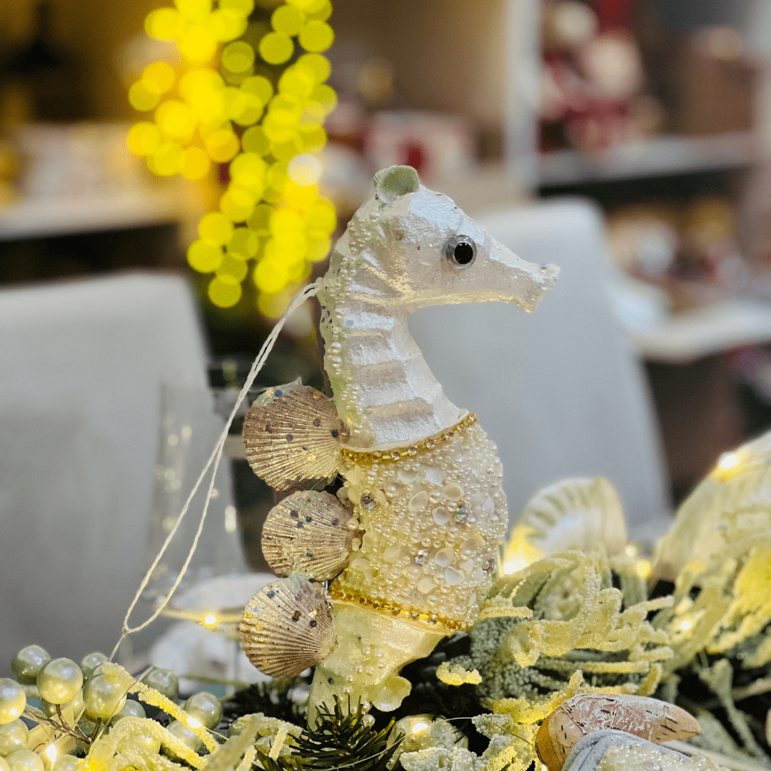 Cavalo Marinho Decorativo Natal Náutico 31cm