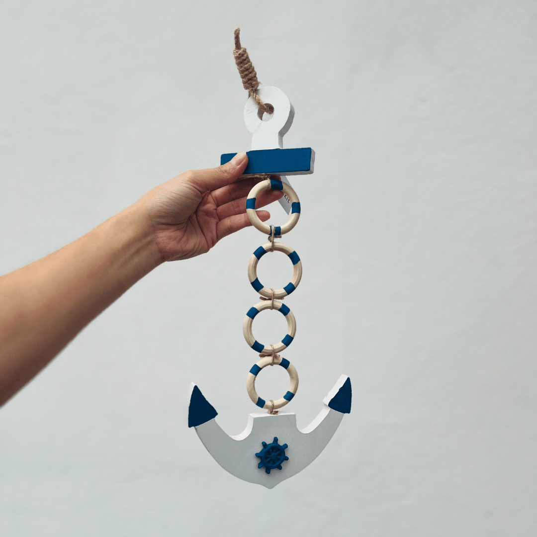 Pendente Âncora Natal Náutico de Madeira 41x16,5cm