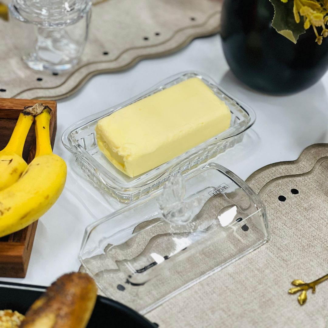 Manteigueira de Vidro Com Tampa Butterfly - 17x10,5x10cm