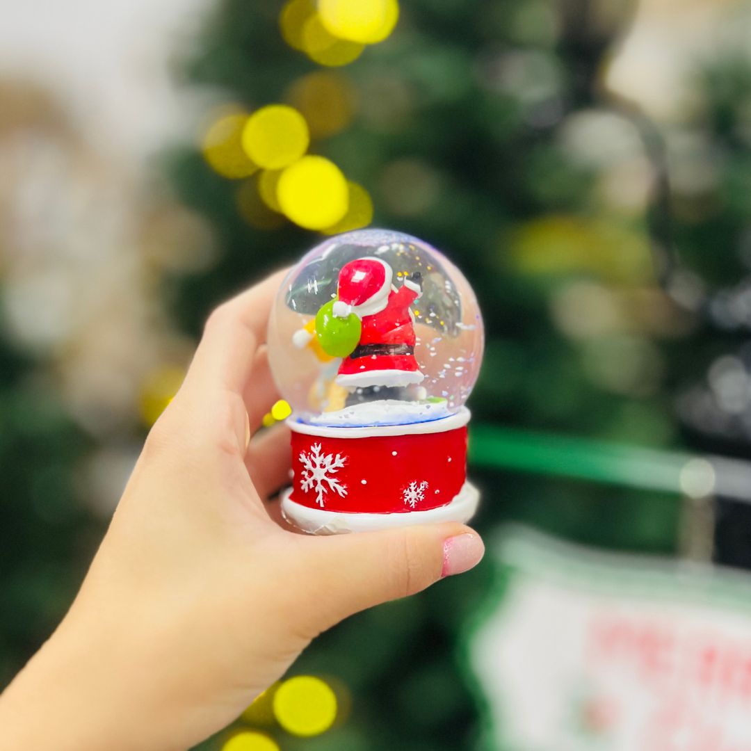 Enfeite Decorativo Globo Papai Noel Com Luzes Vermelho/Branco - 9cm