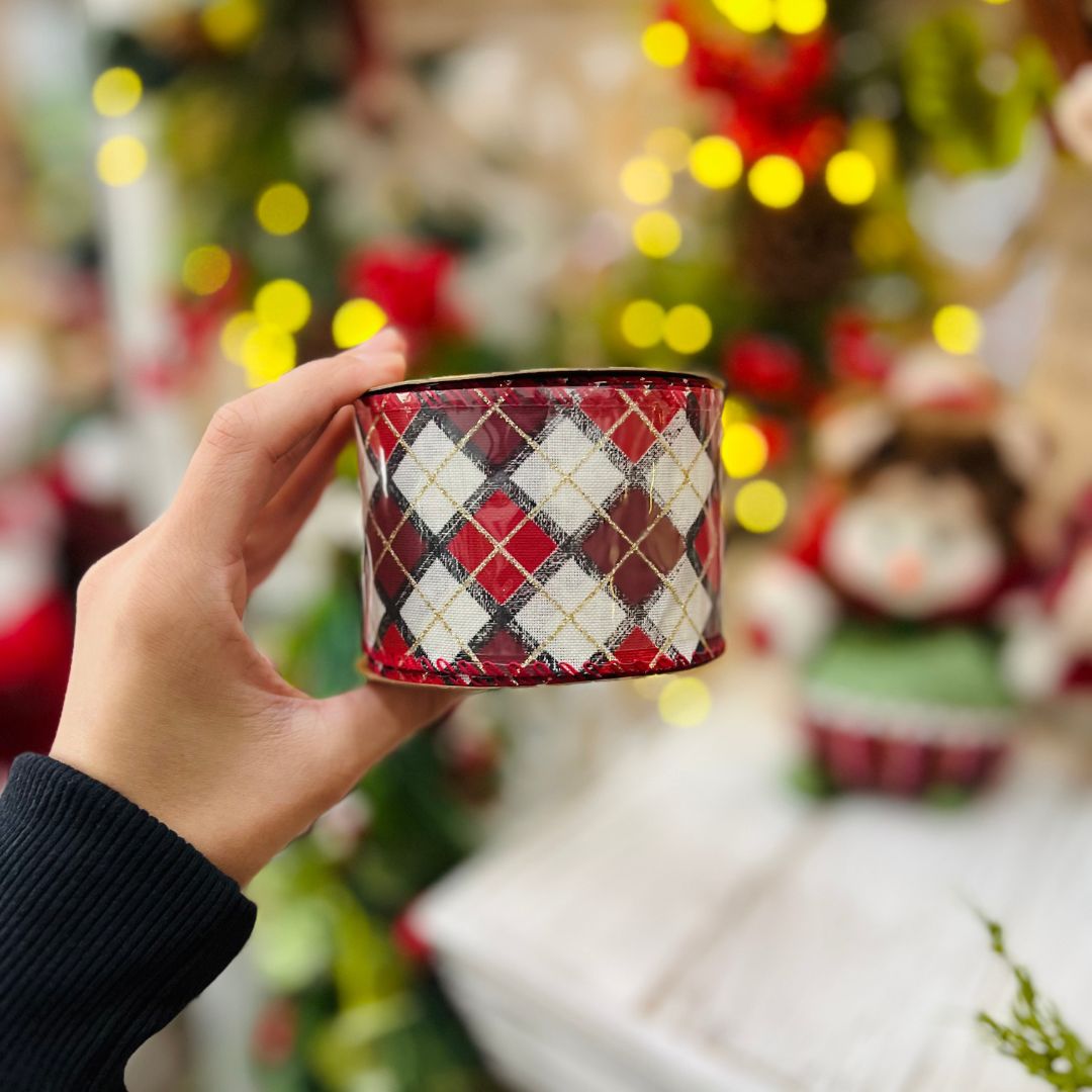 Fita Natalina Xadrez - 6,3cmx9,14m