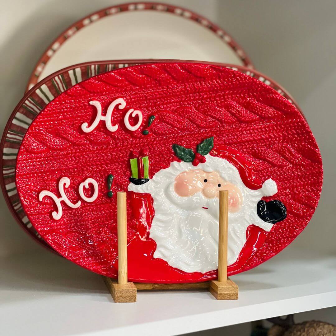 Centro de Mesa Rosto Noel Hoho Vermelho 32x22,6x3,2cm