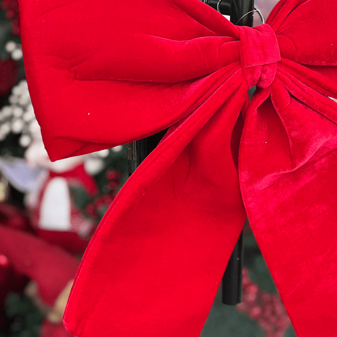 Laço Natalino Vermelho de Veludo 45cm