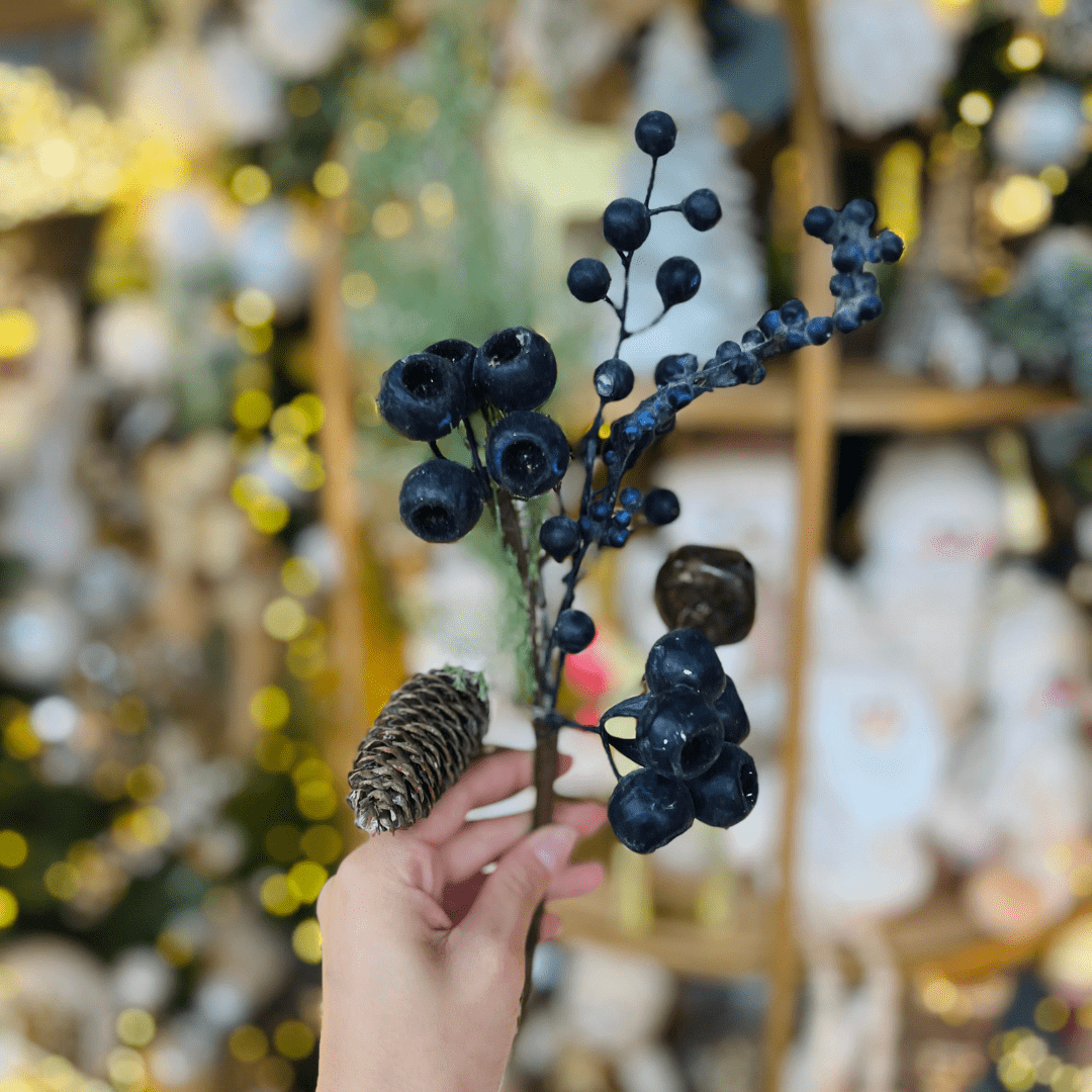 Haste de Folhagem Com Berry 45cm