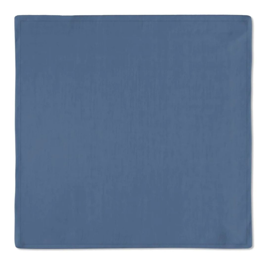 Kit 2 Guardanapos Tricoline Liso Jeans + 2 Argolas - 43cm x 43cm (011)