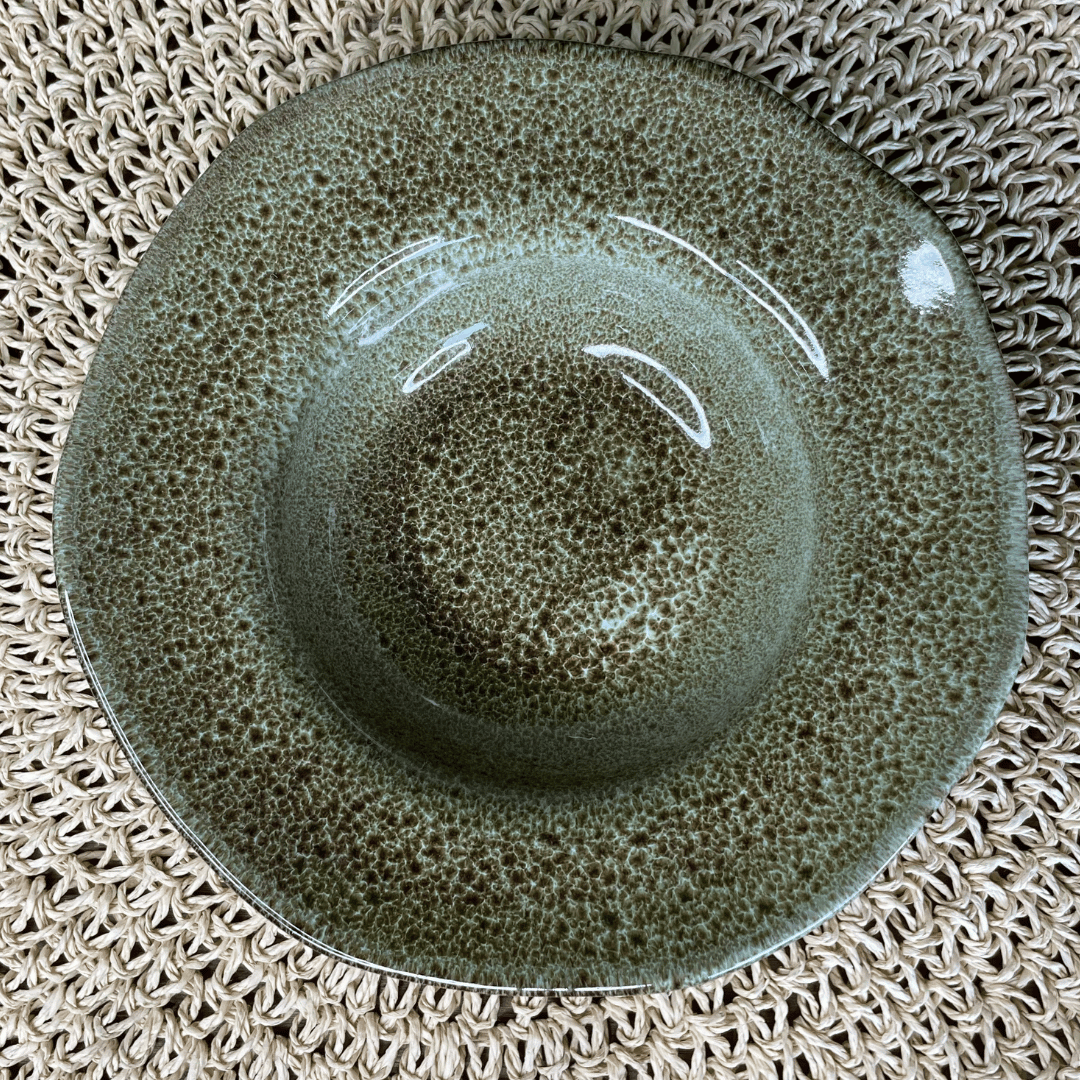Prato de Entrada e Sobremesa Orgânico Croco Verde de Cerâmica 19x5,5cm