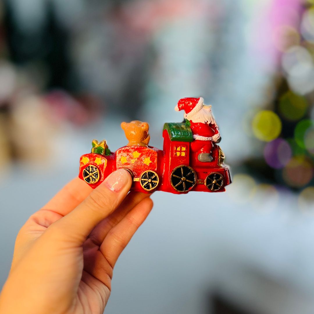 Trem do Papai Noel Com Ursinho e Presentes- 10cm