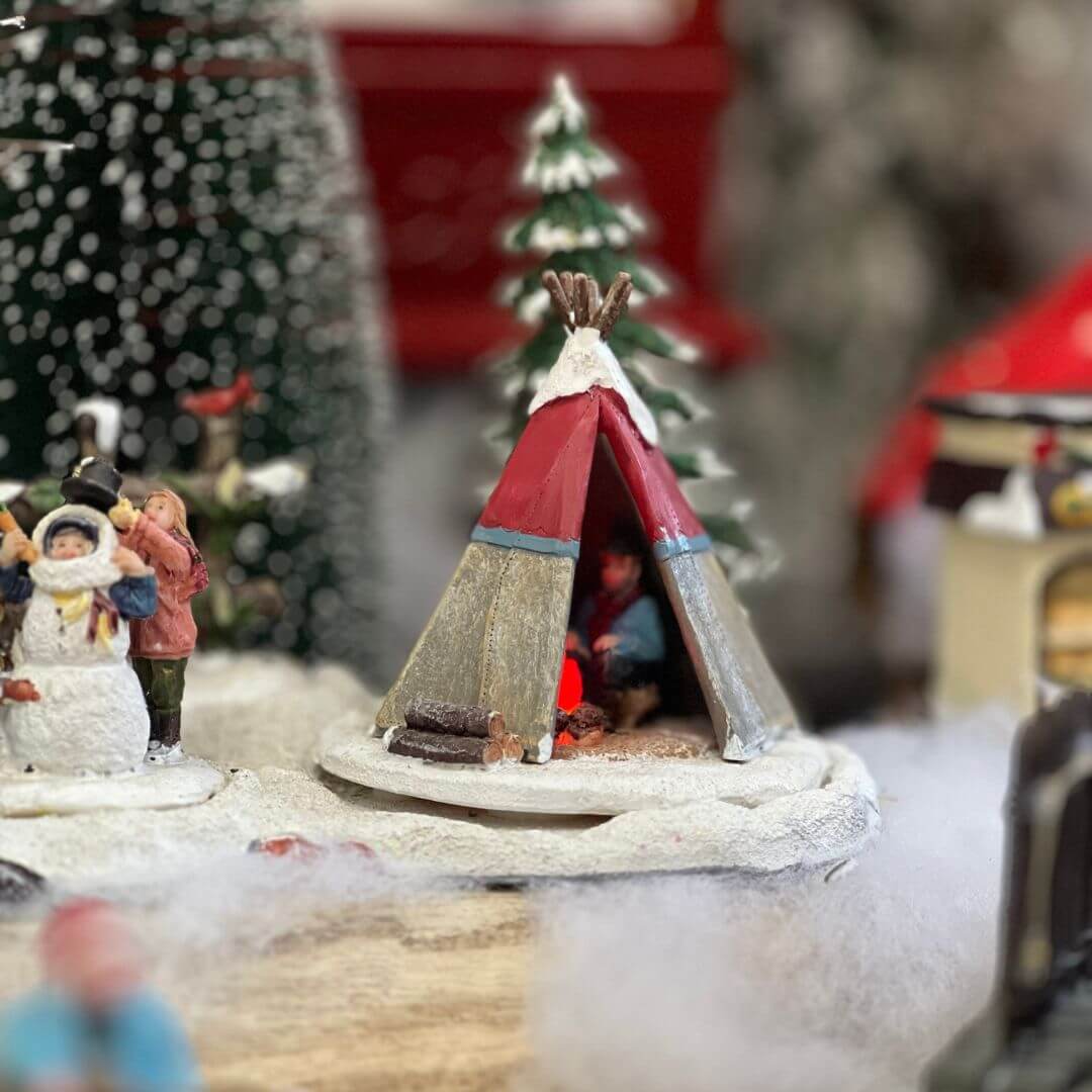 Cenário Natal Acampamento Cabana Com Led 14x21x13,5cm