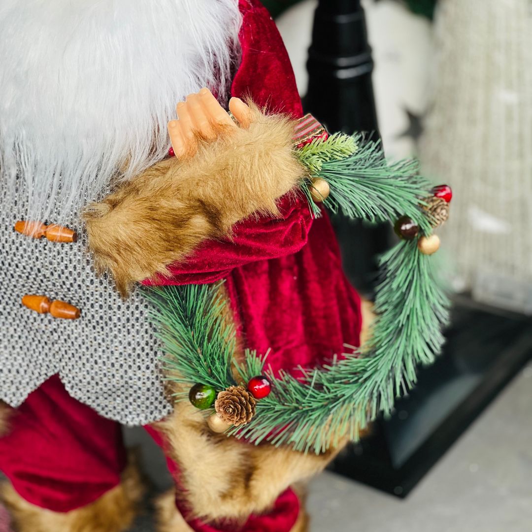 Papai Noel com Guirlanda - 80cm