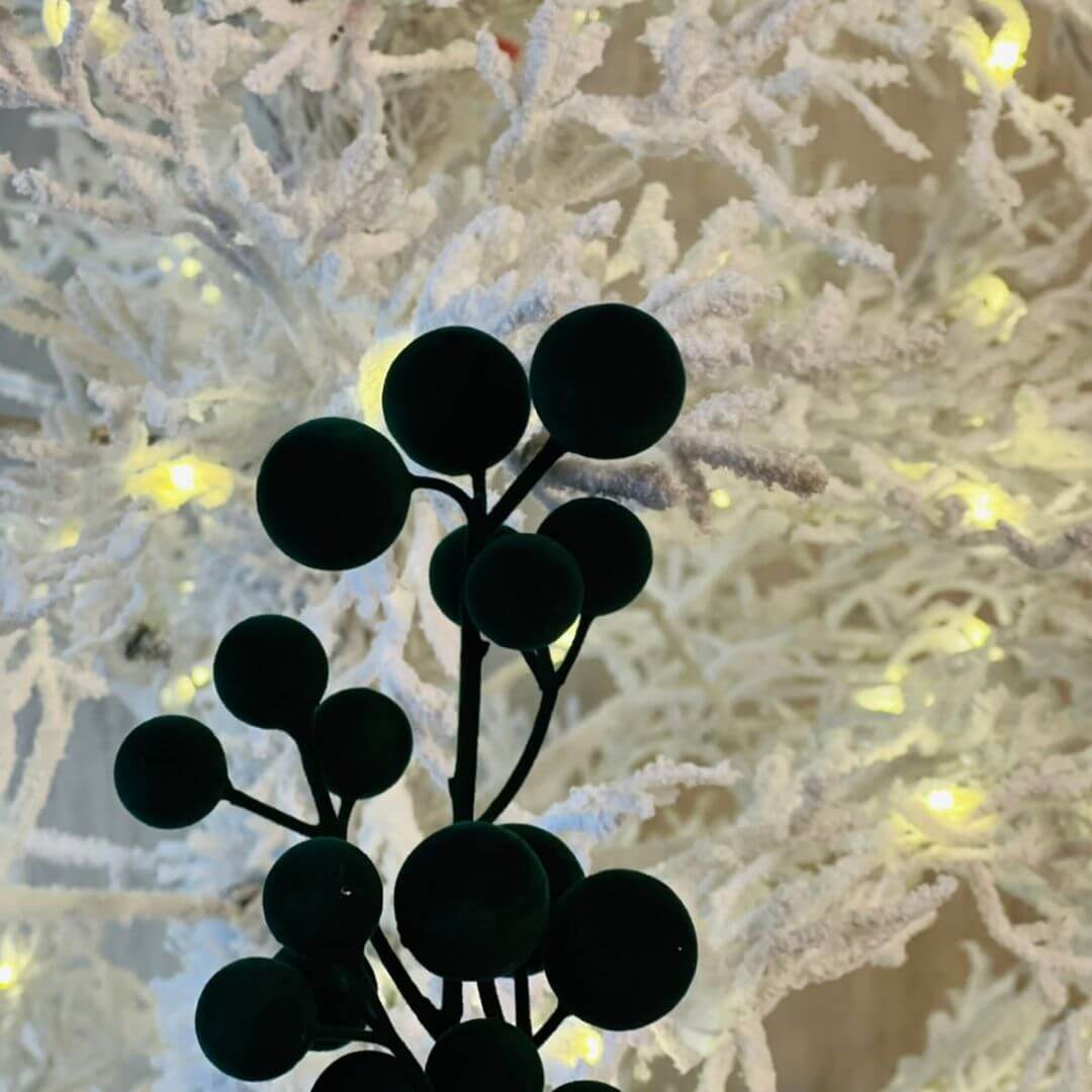 Galho C/ Frutos Aveludados Verde- 56cm