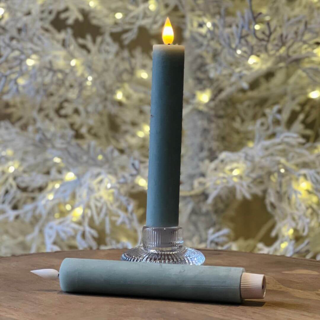 Vela Decorativa com LED Verde – 21cm | 2 peças