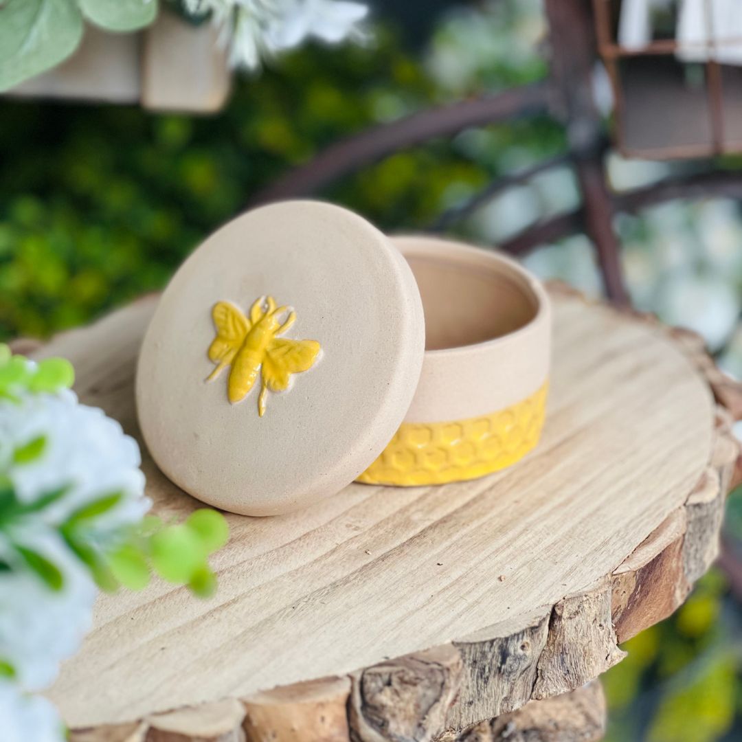 Porta Joias de Cerâmica Honey Bee - 7x10,6x10,6cm