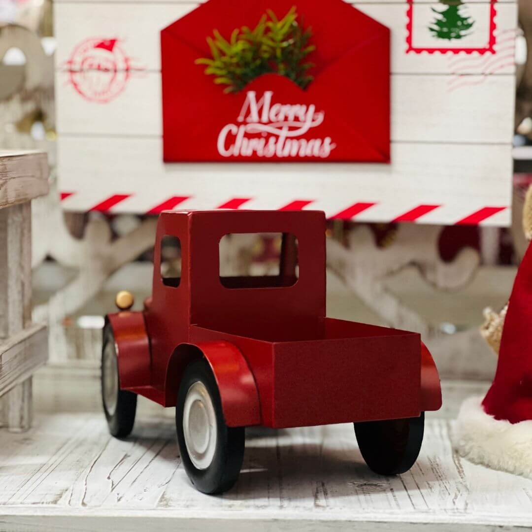 Caminhonete Natalina Vermelha Com Árvore - 30cmx25cm