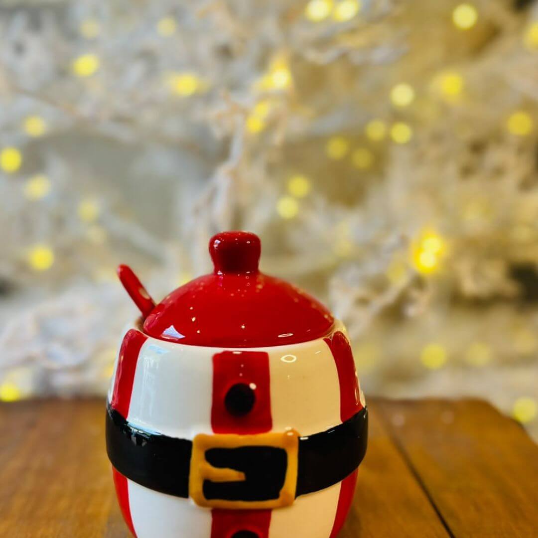 Acucareiro Natal Branco,vermelho e Preto Com Tampa - 115cm C/1 Un