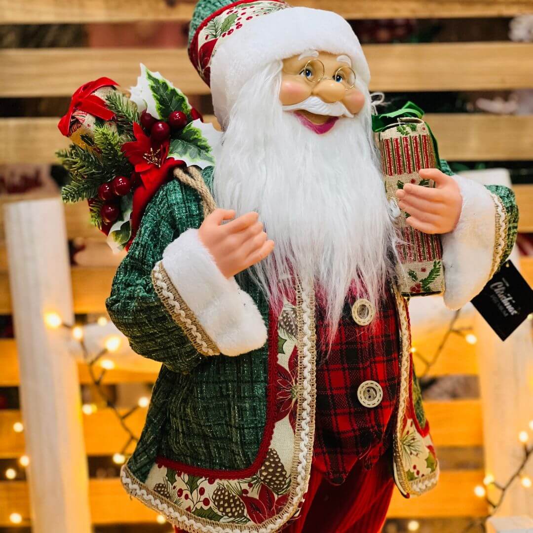 Papai Noel com Roupa Xadrez - 60 cm