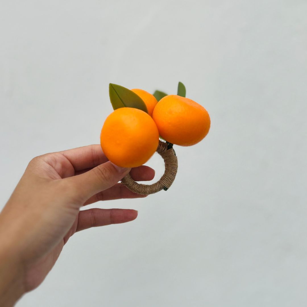 Conjunto 4 Aneis de Guardanapo Laranja - 8x8,5x9cm