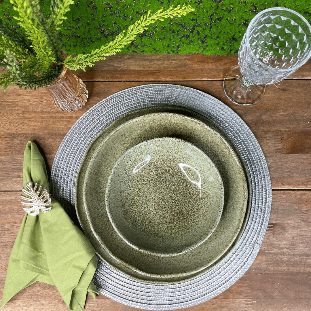 Prato Raso Bio Croco Verde de Cerâmica 29cm