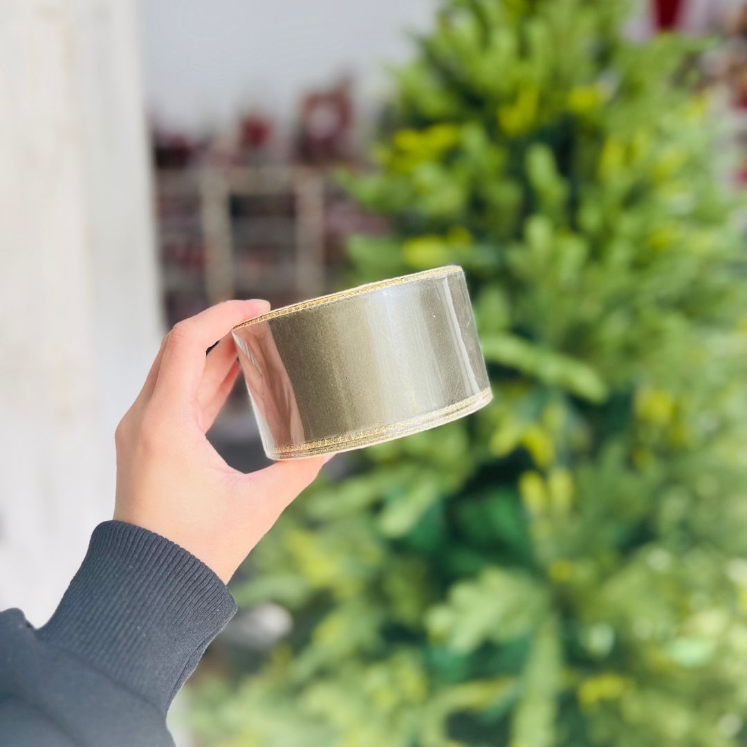 Fita Natalina Verde Musgo Dupla Face - 6,3cmx9,14m