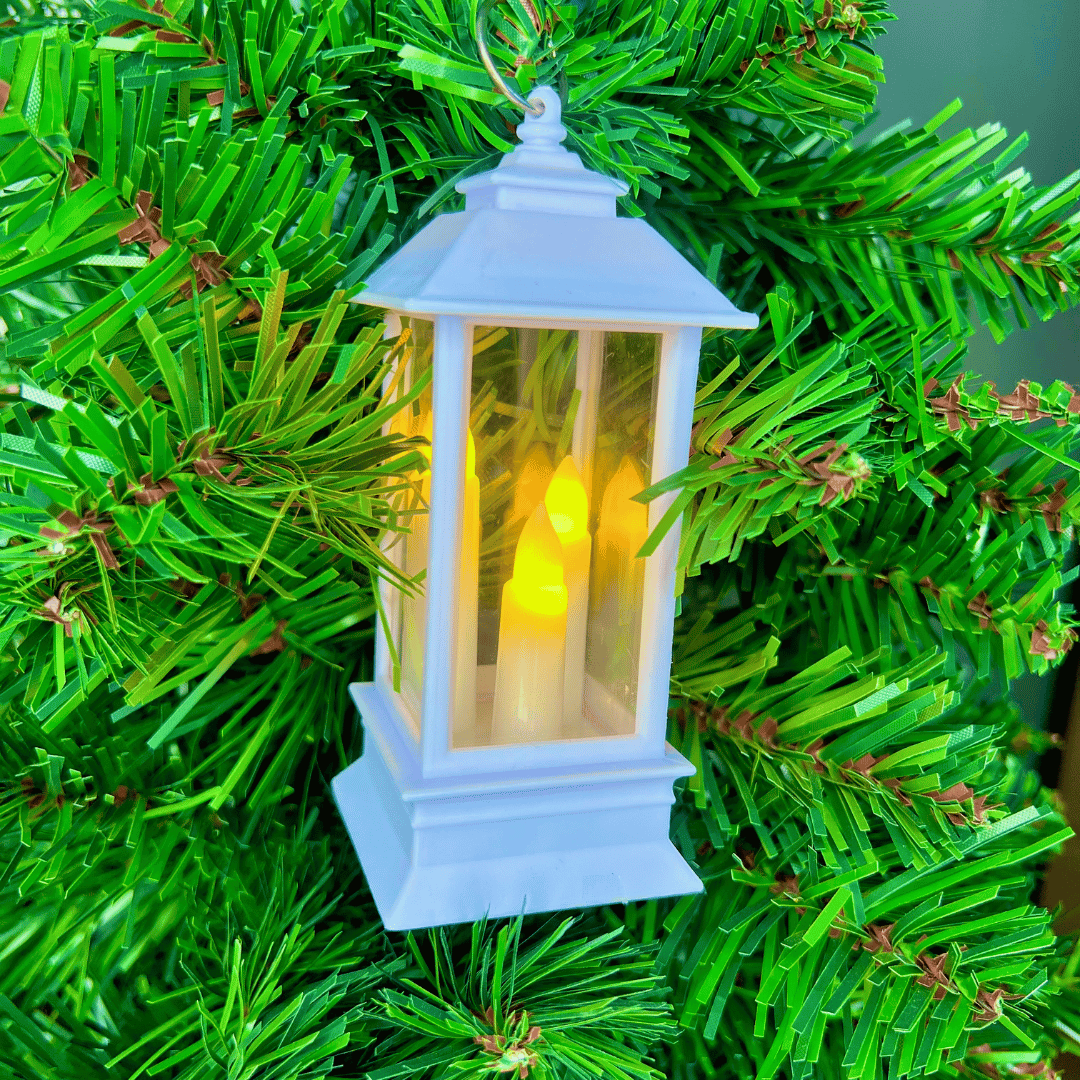 Lanterna Decorativa com Led e 03 Velas com Pilhas Branco 5,5x13cm