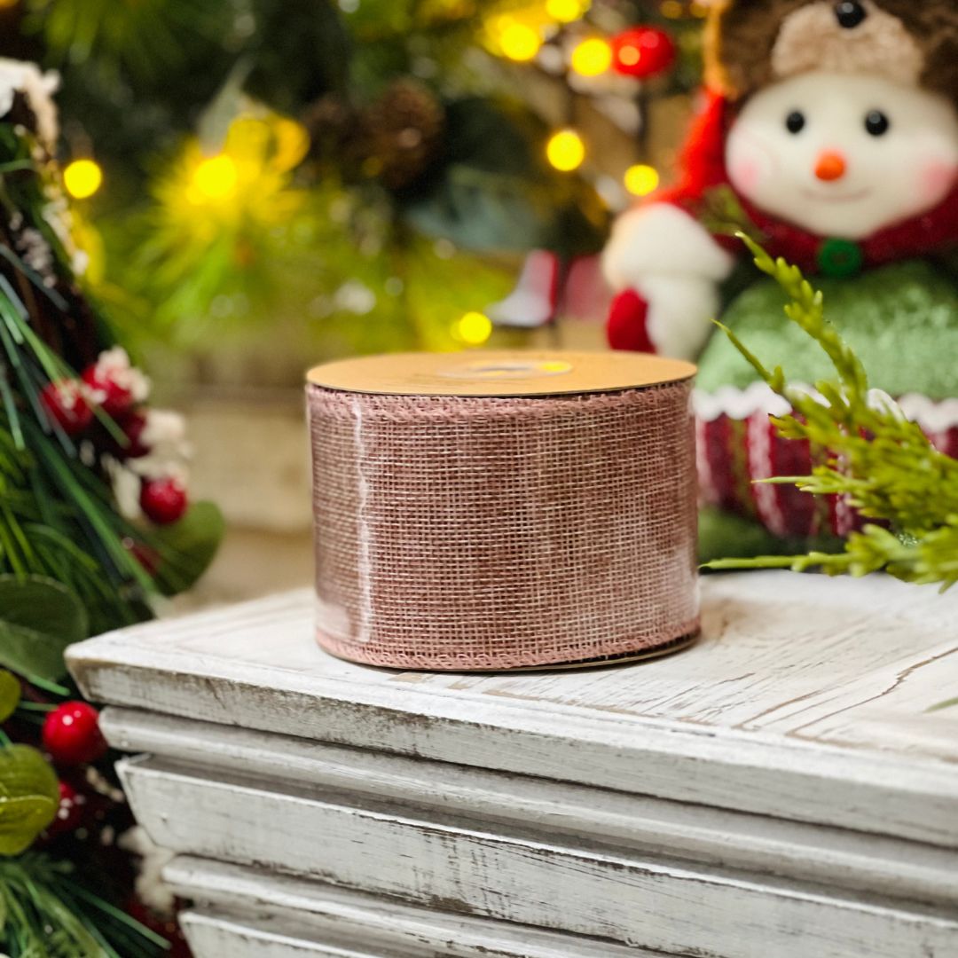 Fita Natalina Decorada Rosa - 6,3cmx9,14m