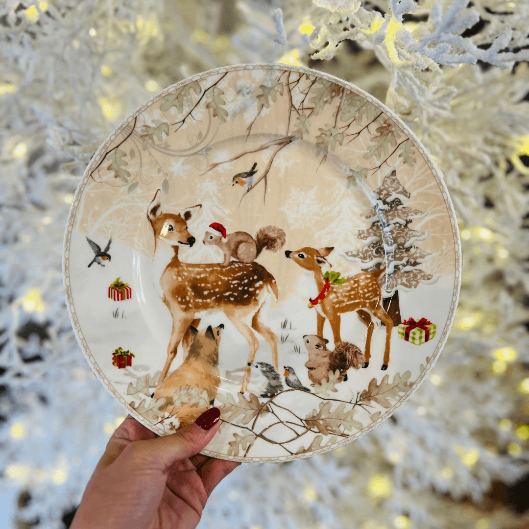 Kit 2 Pratos Decorados com Renas – 25 cm