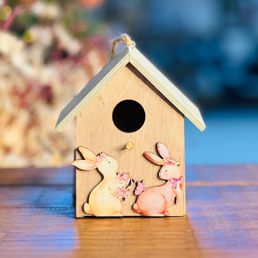 Enfeite Para Pendurar de Páscoa - Casa Pássaro Verde 12cm