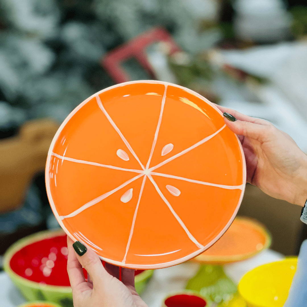 Prato de Sobremesa de Cerâmica Laranja 23cm