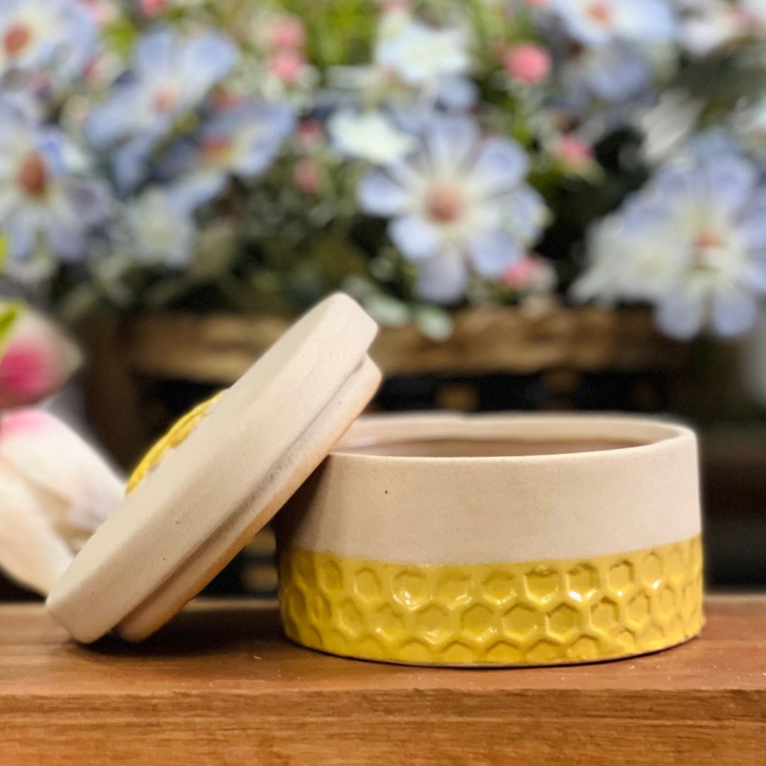 Porta Joias de Cerâmica Honey Bee - 7x10,6x10,6cm