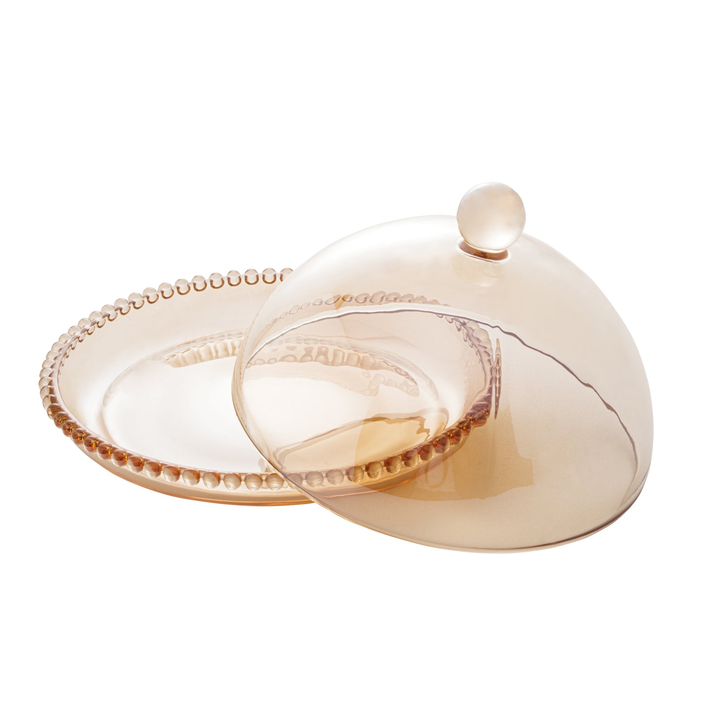 Queijeira Cristal de Chumbo Pearl Ambar 20x12cm