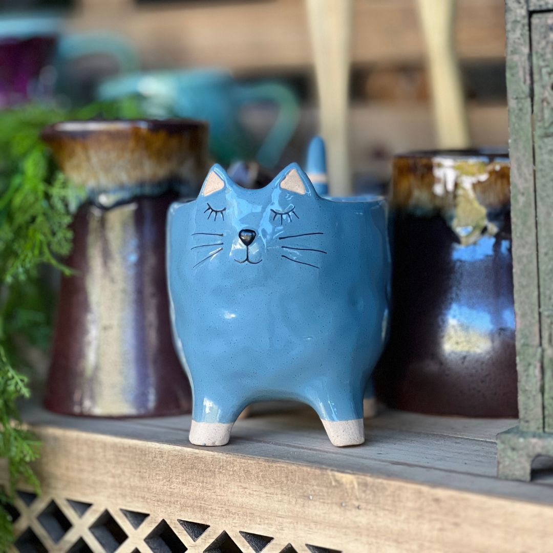 Vaso de Cerâmica Gatinho - 14,2x11x14,2cm