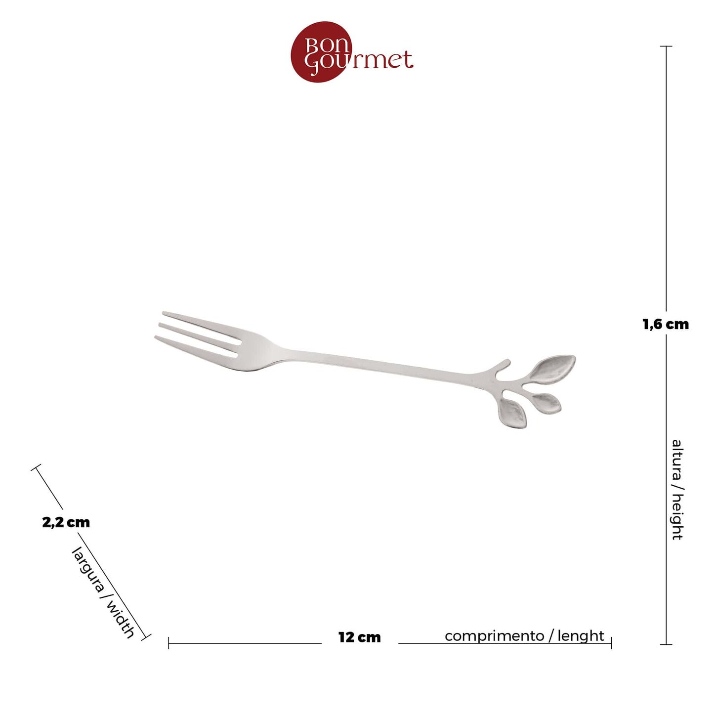 Conjunto 4 Garfos Aco Inox para Aperitivo Leaves Prateado