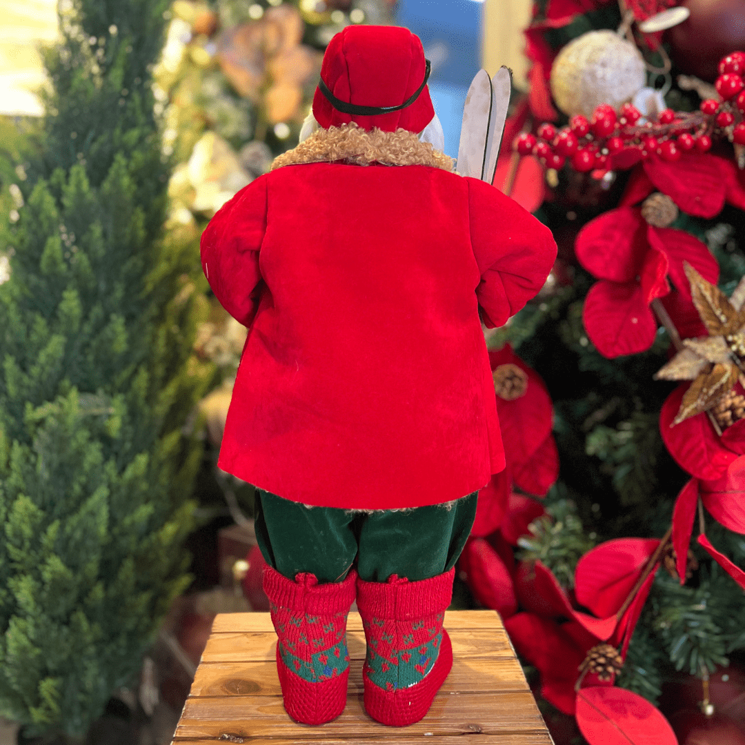 Papai Noel Em Pé Hora do Esqui Vermelho e Verde 60cm