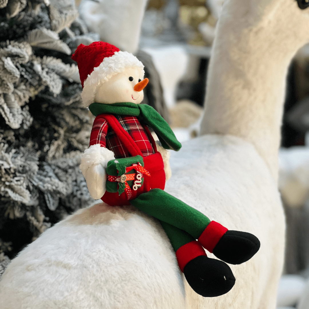 Boneco de Neve Natalino Com Presente Vermehlo e Verde 50cm