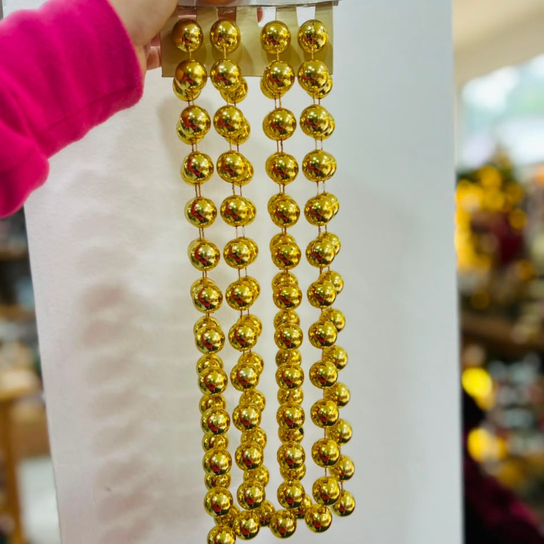 Cordão de Bolas Brilhantes Dourado - 2,7 m