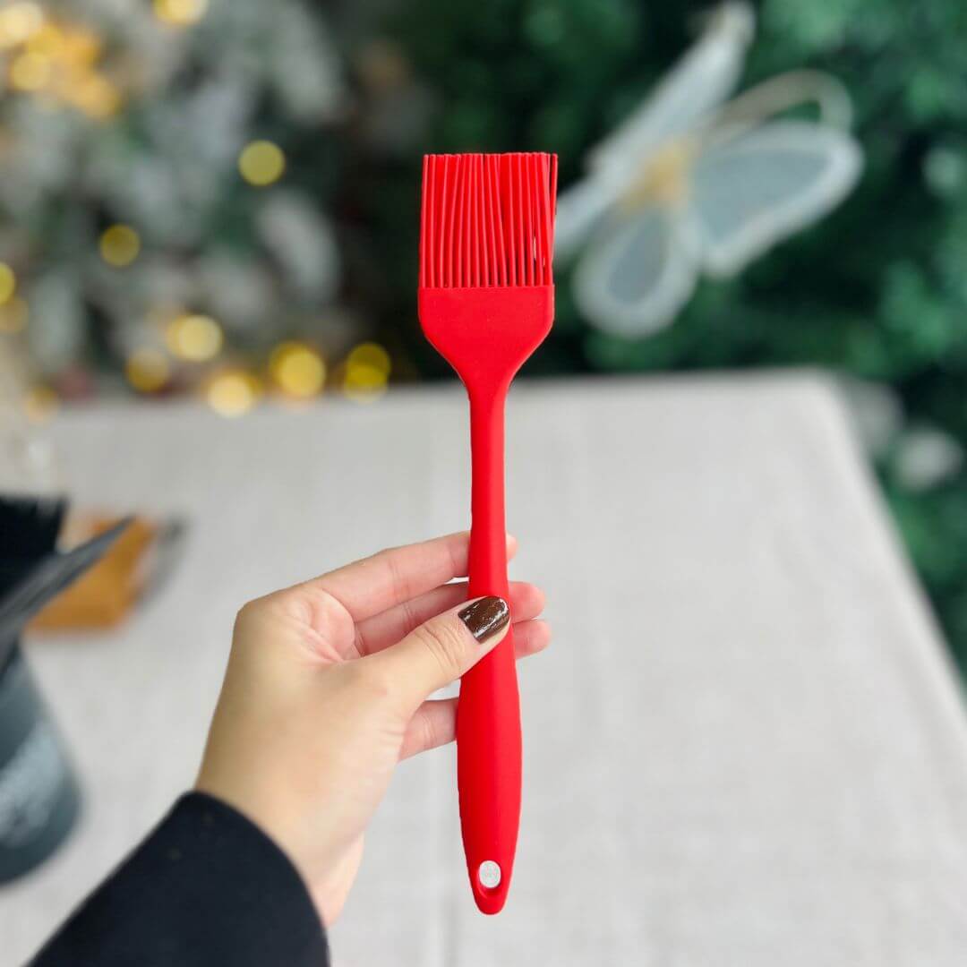 Conjunto de 6 Utensílios para Confeitaria de Silicone Com Suporte Vermelho