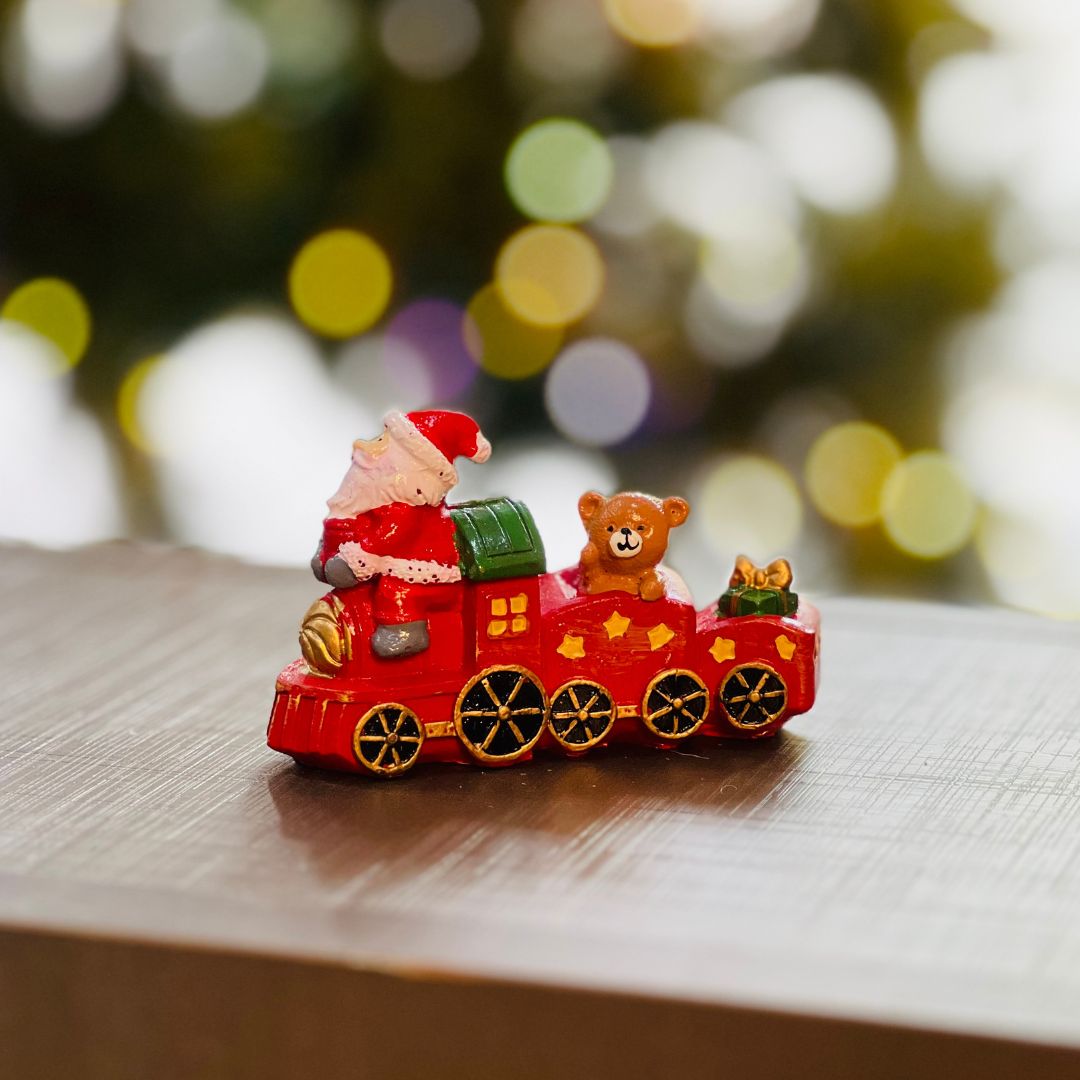 Trem do Papai Noel Com Ursinho e Presentes- 10cm