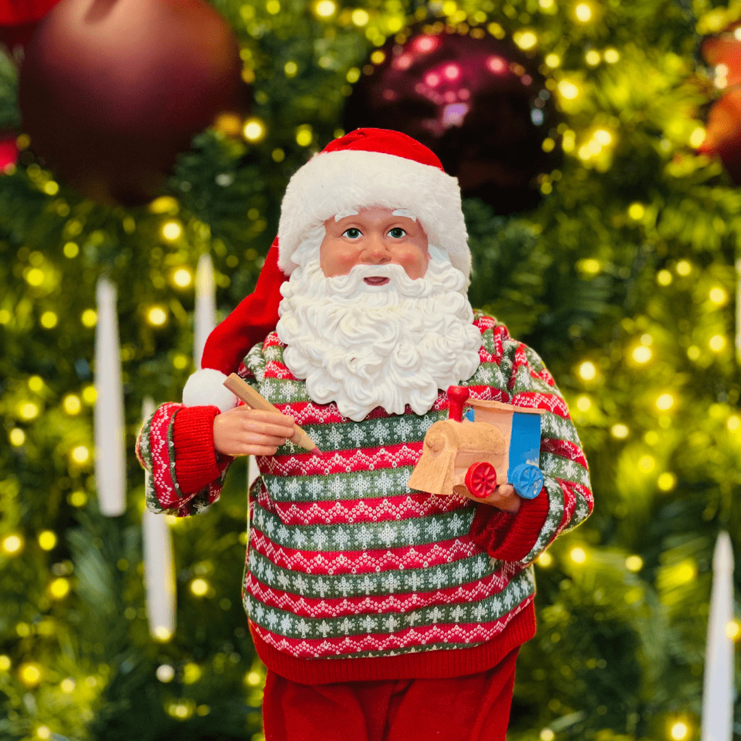 Papai Noel Colecionável Fábrica de Brinquedos 46cm