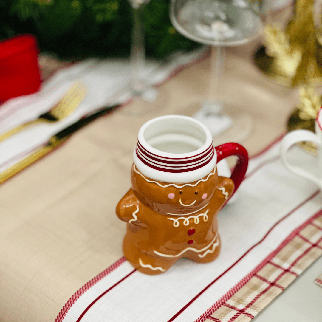 Caneca Natalina de Cerâmica Em Formato de Ginger 350ml 12cm