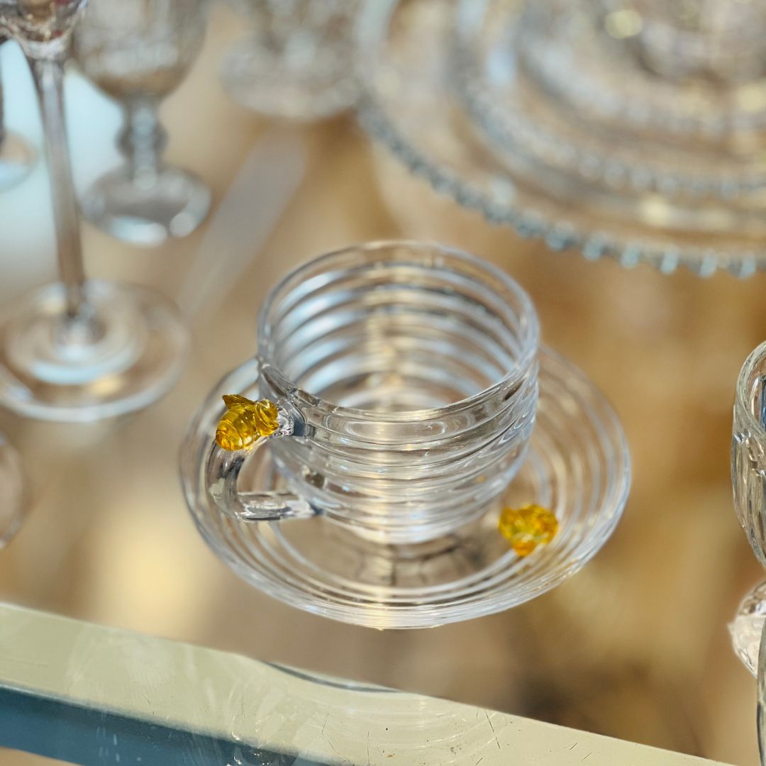 Xícara de Chá Com Pires Little Bee - 200ml Cristal Ecológico