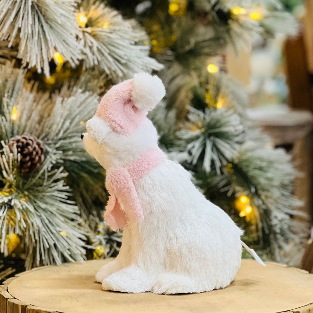 Urso de Natal Sentado de Sisal Rosa 26cm