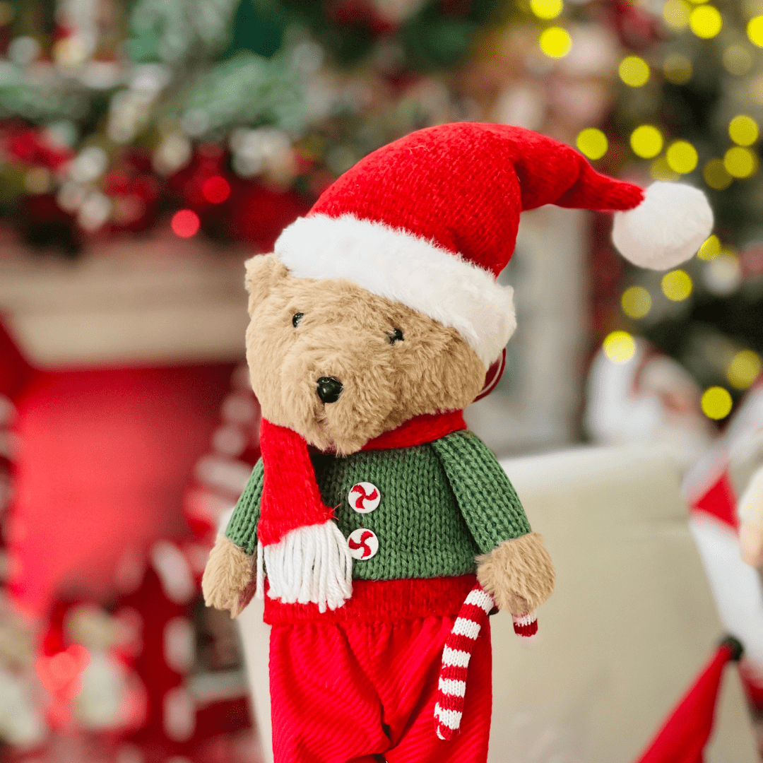 Urso Natalino Em Pé Candy Cane 39cm