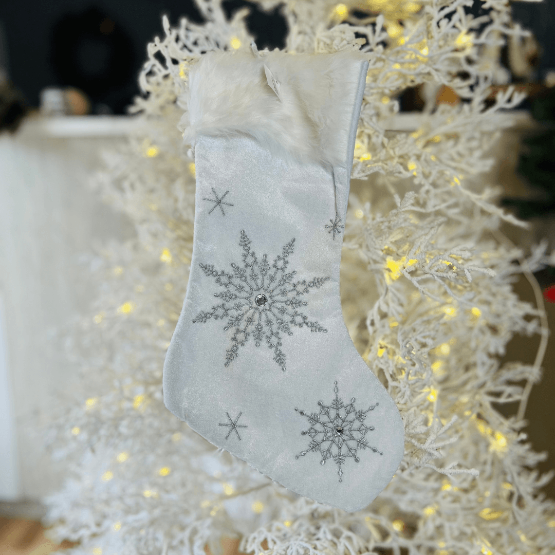 Meia Natal Floco de Neve - 42cm