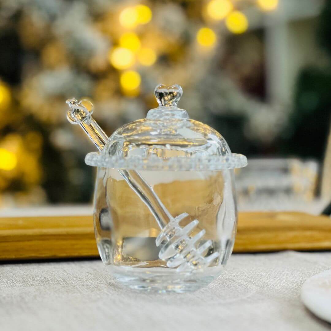 Meleira de Cristal de Chumbo Coração com Pegador – 9,5x12cm