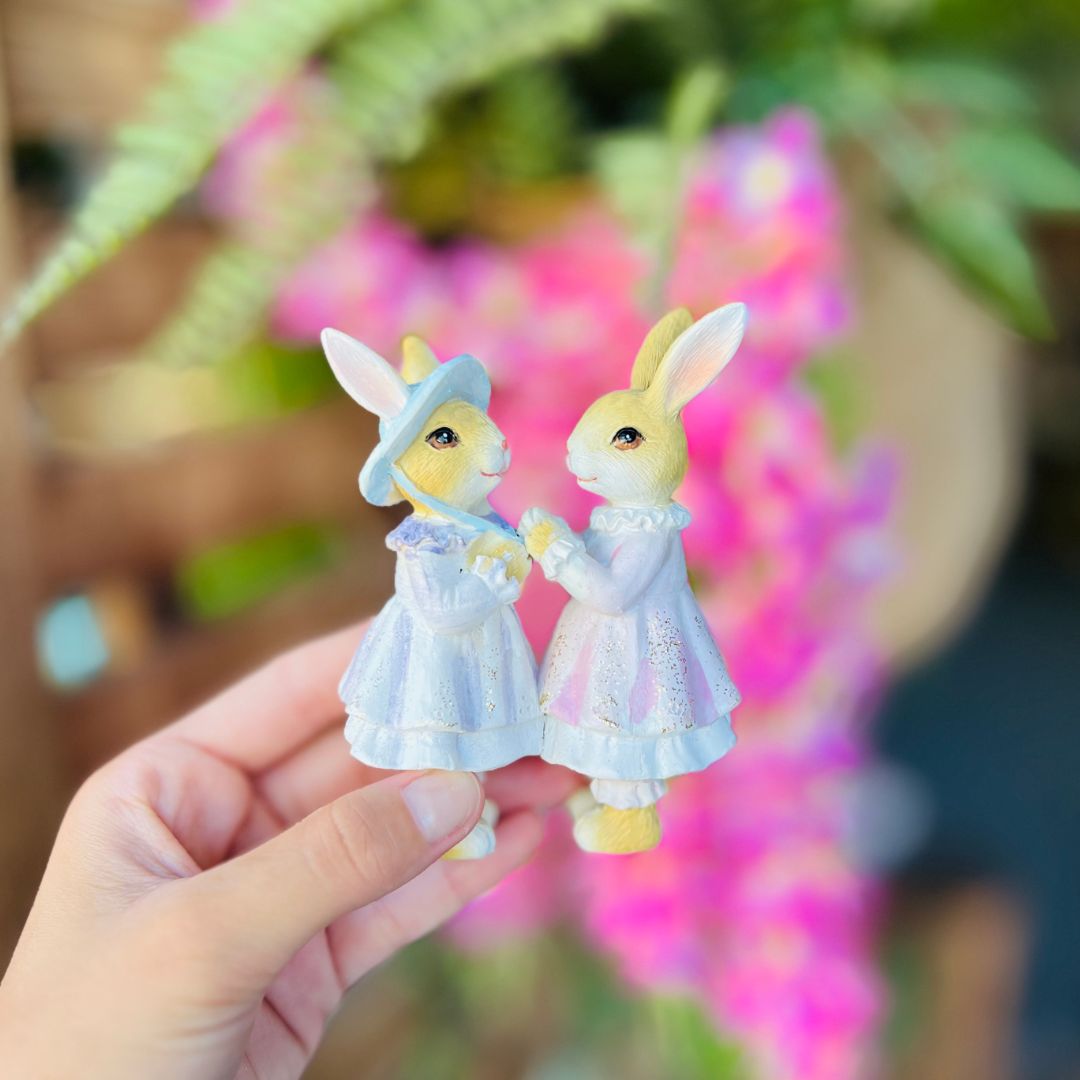 Enfeite Decorativo Coelhinhas - 11,5x4,5x8,5cm