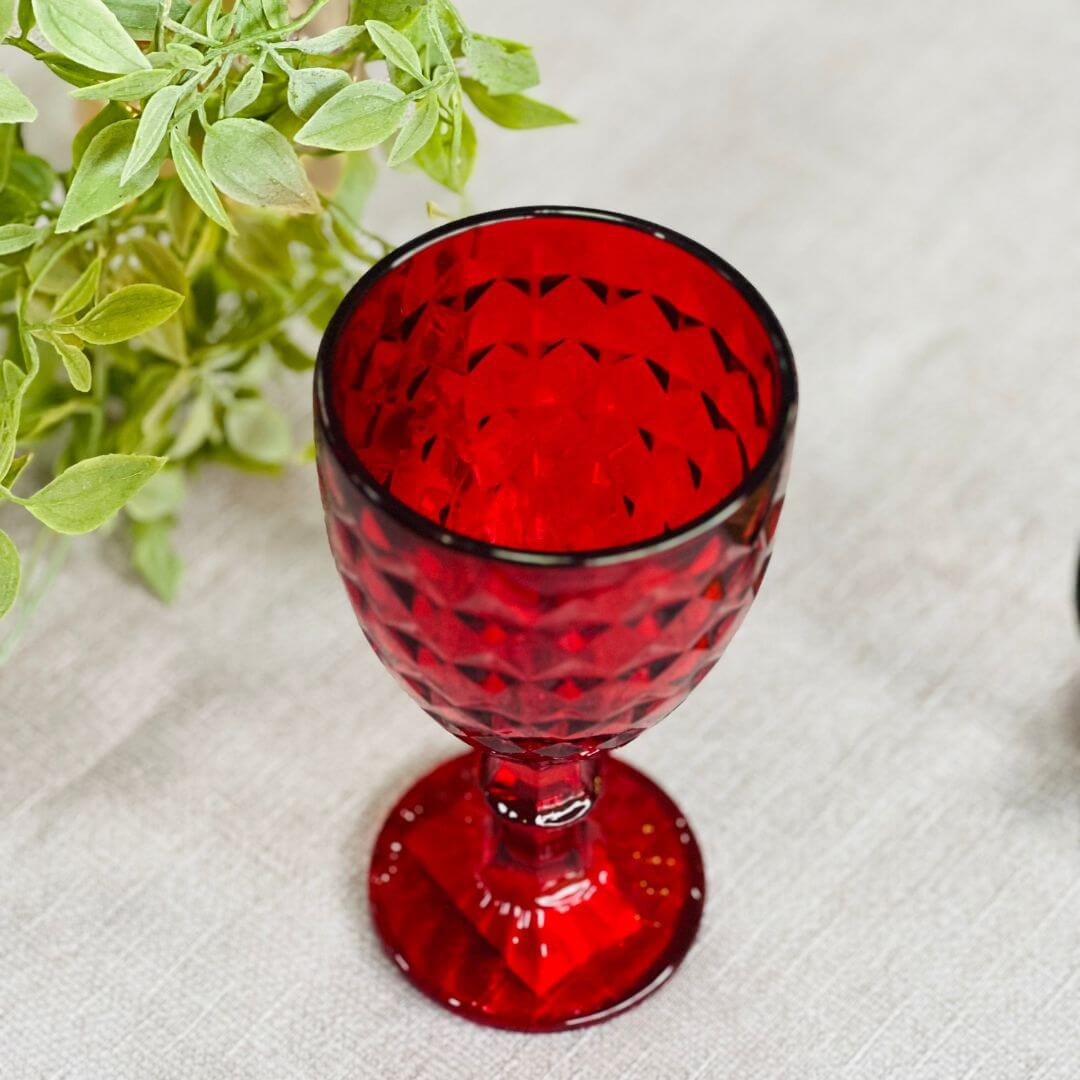 Conjunto 6 Taças de Vidro Para Água Roman Vermelho - 345ml