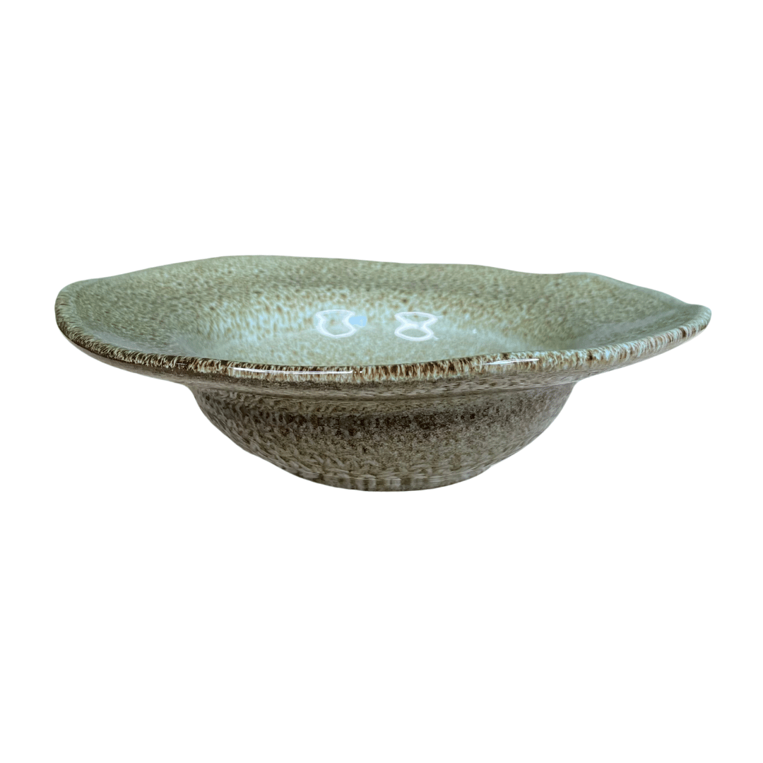 Prato de Entrada e Sobremesa Orgânico Croco Verde de Cerâmica 19x5,5cm
