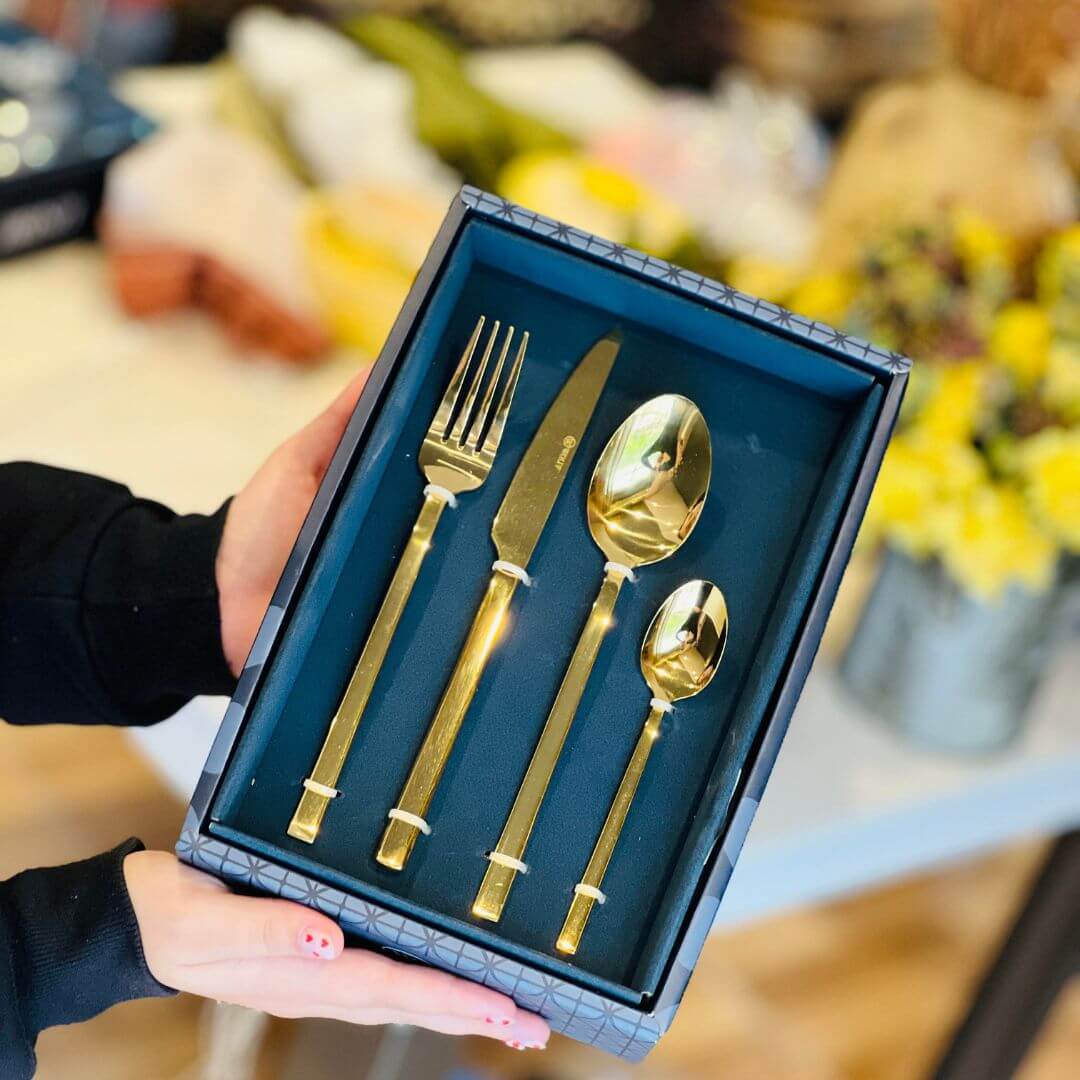 Faqueiro 24 Peças de Aço Inox Firenze Dourado - Wolff