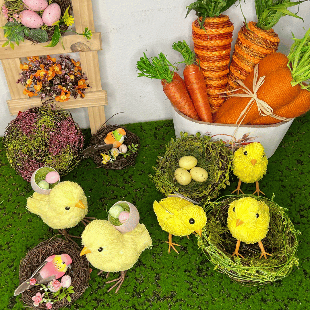 Ninho Marrom Decorativo Com Passaro 10cm