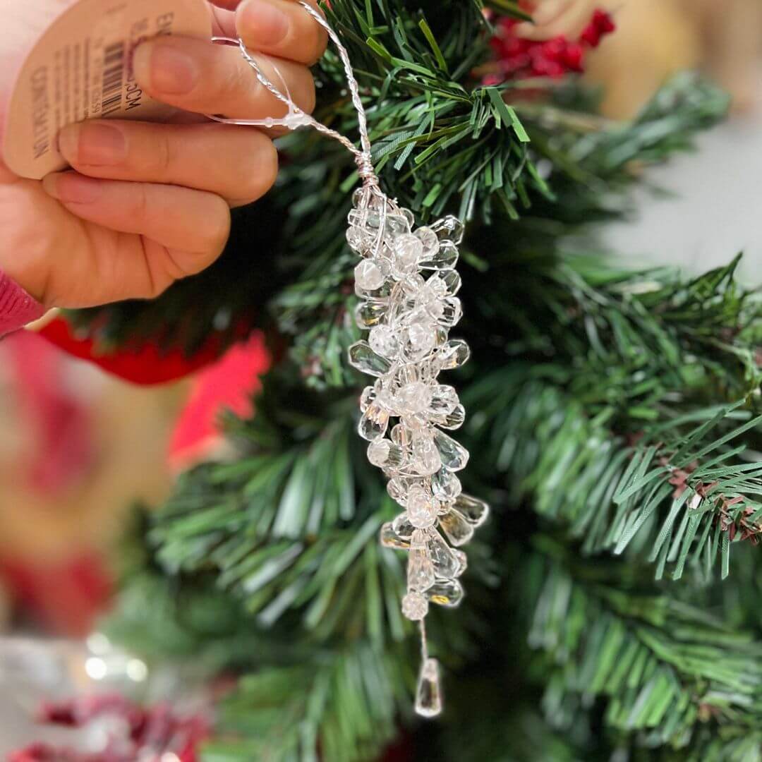 Enfeite Pendente Cordão de Cristais – 16cm